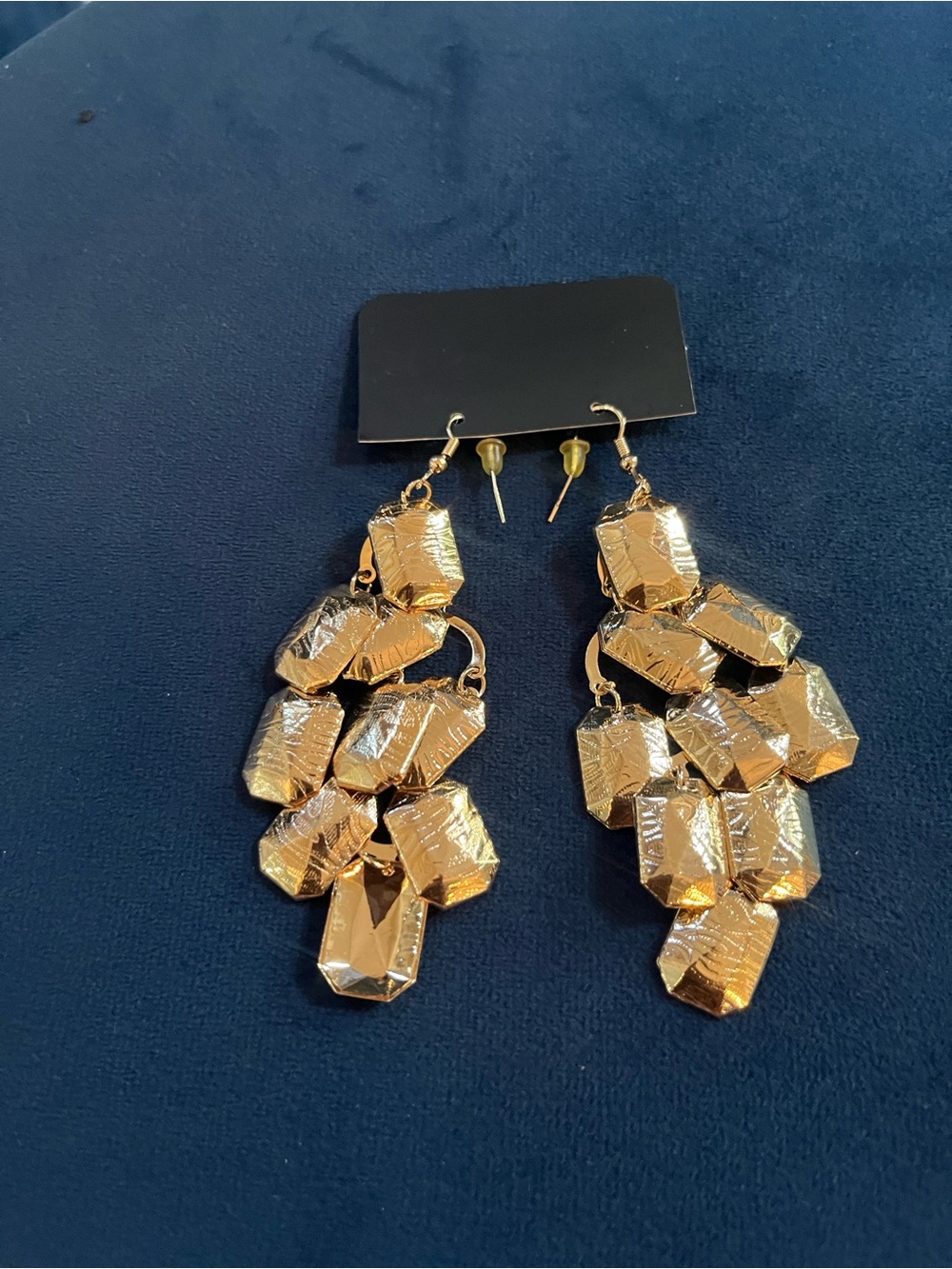 Gold Faceted Cluster Dangle Earrings - Women Jewelry